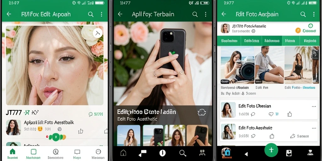 Antarmuka JT777 untuk edit foto aesthetic yang menarik.