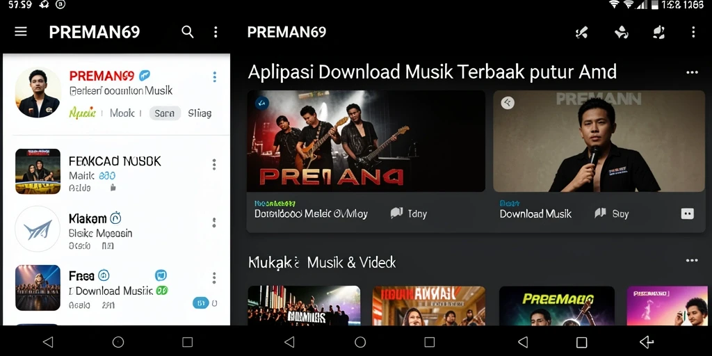 Antarmuka PREMAN69 menampilkan kemudahan dalam mengunduh musik.