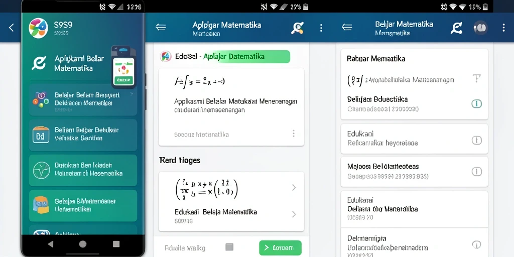 Tampilan antarmuka pengguna S9S9 saat belajar matematika.